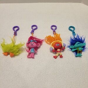 Lot of 4 DreamWorks‎ Trolls 3" Backpack Clip / Keychain